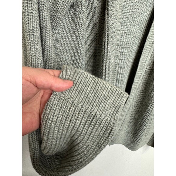Banana Republic Medium Cardigan Sweater Gray Chunky Ribbed Knit Open Front - Picture 4 of 9